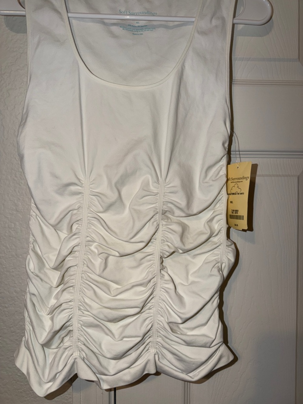 Soft Surroundings White Ruched Tank Top - Picture 2 of 6